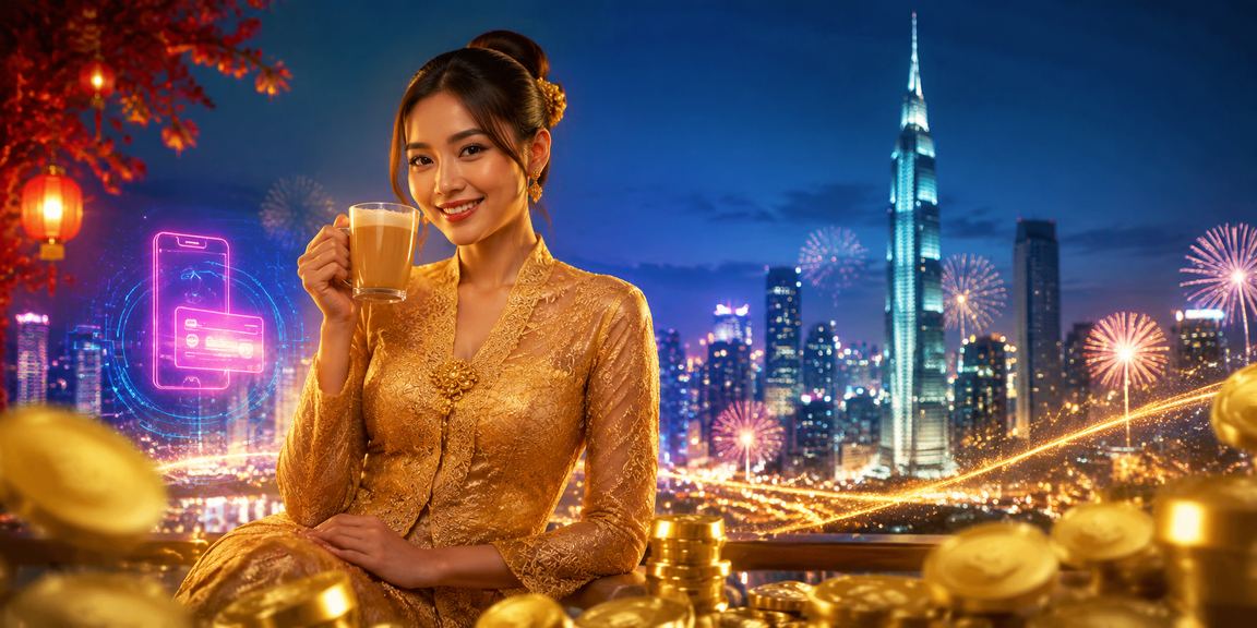Hiburan kasino bergaya kebaya di Kuala Lumpur dengan latar bandar raya malam